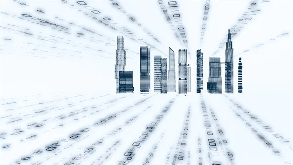 Точка Смарт Города Соединяется Линией Технологией Подключения Метавселенной Концепции Умный — стоковое фото