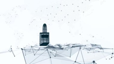 Gizlilik kavramı: Dijital arkaplanda kapalı dijital kilit. Üç boyutlu illüstrasyon. Siber güvenlik görüntüsünün korunması.