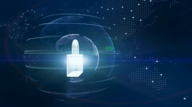 Gizlilik kavramı: Dijital arkaplanda kapalı dijital kilit. Üç boyutlu illüstrasyon. Siber güvenlik görüntüsünün korunması.