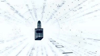 Gizlilik kavramı: Dijital arkaplanda kapalı dijital kilit. Üç boyutlu illüstrasyon. Siber güvenlik görüntüsünün korunması.