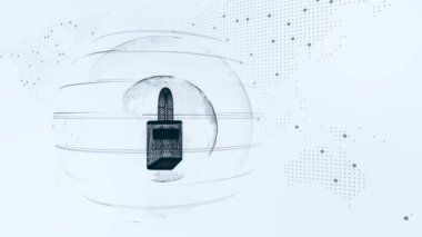 Gizlilik kavramı: Dijital arkaplanda kapalı dijital kilit. Üç boyutlu illüstrasyon. Siber güvenlik görüntüsünün korunması.