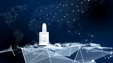 Gizlilik kavramı: Dijital arkaplanda kapalı dijital kilit. Üç boyutlu illüstrasyon. Siber güvenlik görüntüsünün korunması.