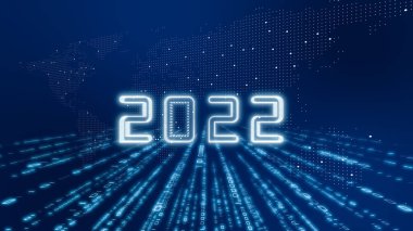 2022 arka planında akıllı dünya paneli. Gelecekçi teknoloji trend konsepti. Yapay zeka (yapay zeka), iş büyümesini arttırmak için makine öğrenme desteği. 3B illüstrasyon.