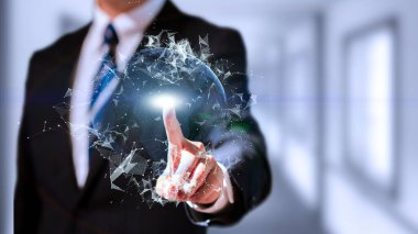 Gizlilik kavramı: Dijital arkaplanda kapalı dijital kilit. Üç boyutlu illüstrasyon. Siber güvenlik görüntüsünün korunması.