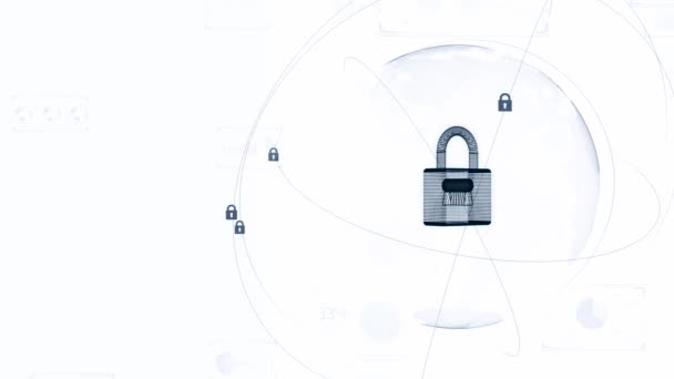 Datenschutzkonzept Geschlossener Digitaler Schließschlüssel Auf Digitalem Hintergrund Illustration Schutz Des — Stockvideo