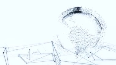 Dijital dönüşüm ve bulut hesaplama kavramı. Şehir geçmişi var. 3B illüstrasyon.