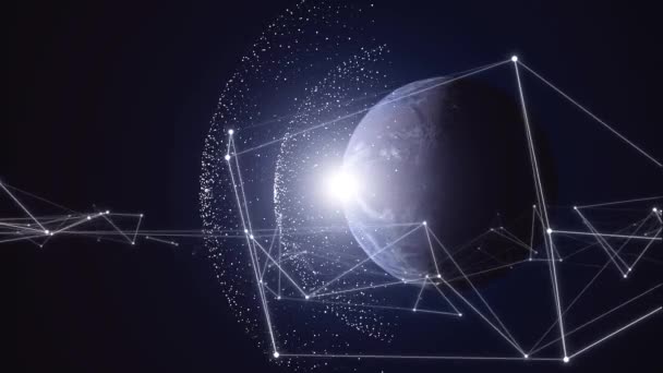 Digital Transformation Cloud Computing Concept Earth Background Illustration — Stock Video