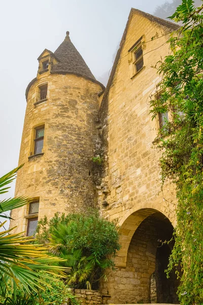 Roque Gageac的建筑 从上面看 Dordogne 2021年10月 — 图库照片
