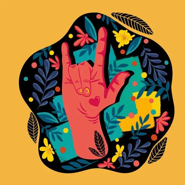 International gesture of love. I LOVE YOU in sign language. The concept of love and support among deaf people. American sign language. Floral arrangement