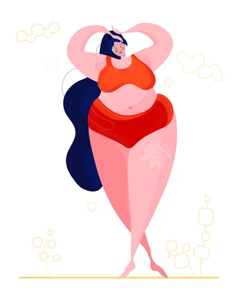 Love your body. Vector illustration of body positive movement and beauty diversity of different women in the flat style