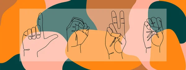 Colorful I Love You sign hand gesture. Abstract valentine's day facebook cover design illustration