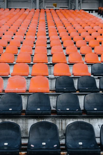 Leere Tribünen Und Sitzplätze Für Fans Und Fans Freiluftstadion Mangel — Stockfoto