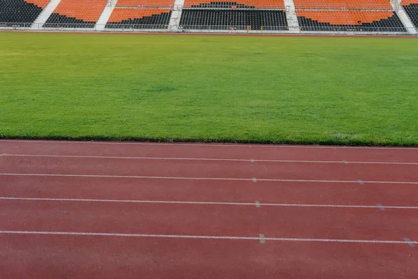 Běh Stopy Zblízka Stadionu Během Západu Slunce Sportovní Zařízení Pro — Stock fotografie