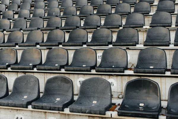 Puste Stoiska Miejsca Dla Fanów Fanów Stadionie Świeżym Powietrzu Brak — Zdjęcie stockowe