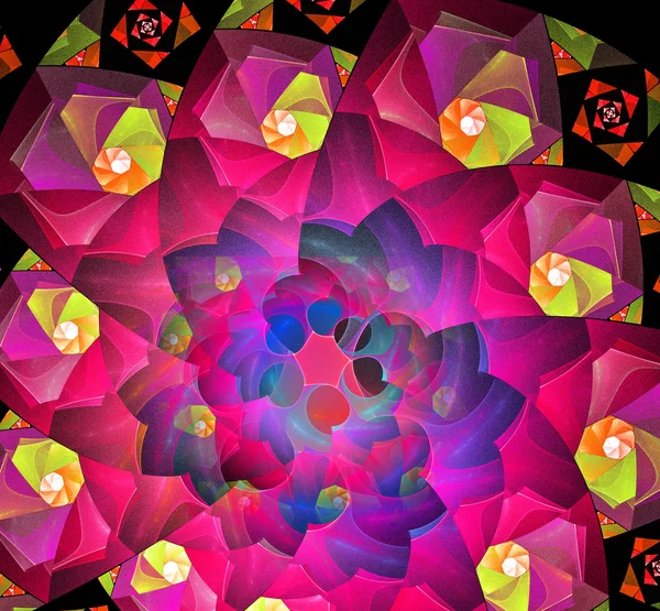 Dark circle fractal flower colorful abstract illustration — Stock Photo, Image