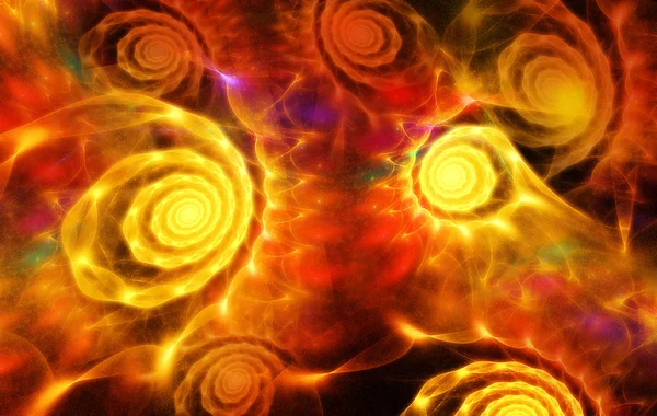 Abstrait orange et jaune fond fractal techno tourbillons — Photo
