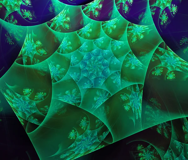 Espiral verde colorido espacio abstracto fractal con luces —  Fotos de Stock