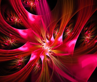 kırmızı renk spiraller fraktal illüstrasyon