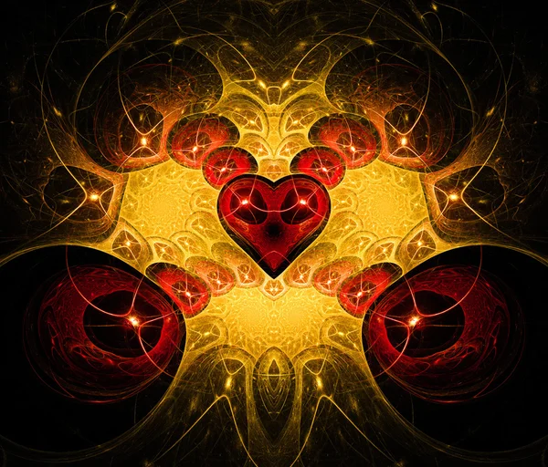 kırmızı, sarı soyut fraktal illüstrasyon