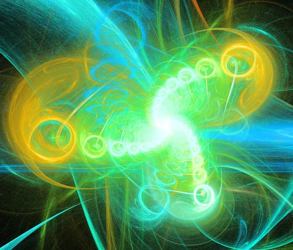 Spiral green colorful abstract space fractal with lights — Stock Photo, Image