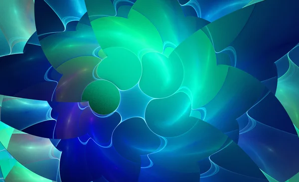 Spiral green colorful abstract space fractal with lights — Stock Photo, Image