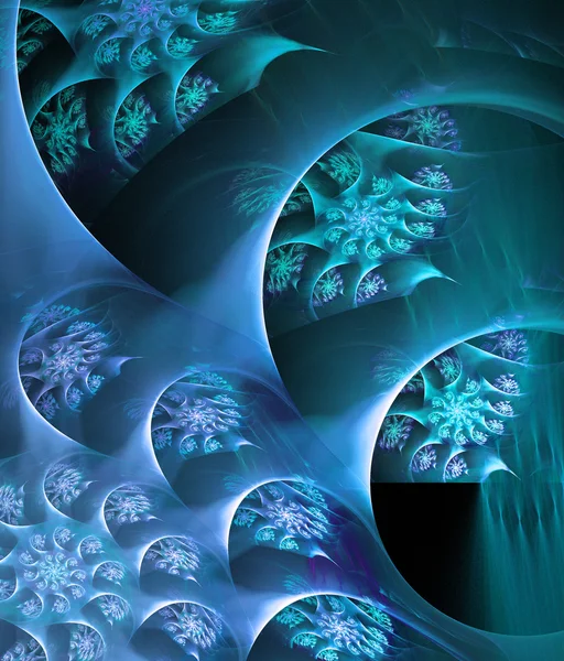 Blauwe fractal spiraal illustratie — Stockfoto