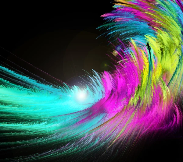 siyah arka plan üzerinde renkli renklerde soyut fraktal eğrileri