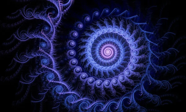 Azul brilhante espiral fractal fundo ilustração — Fotografia de Stock