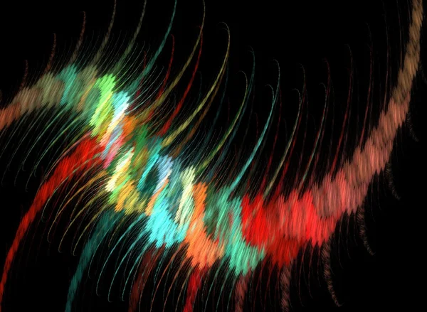 Abstract fractal curves in colorful colors on black background — Stock Photo, Image