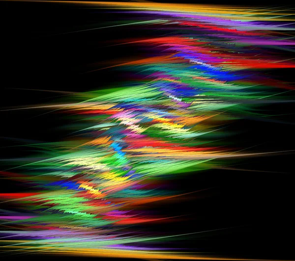 Curvas fractais abstratas em cores coloridas sobre fundo preto — Fotografia de Stock