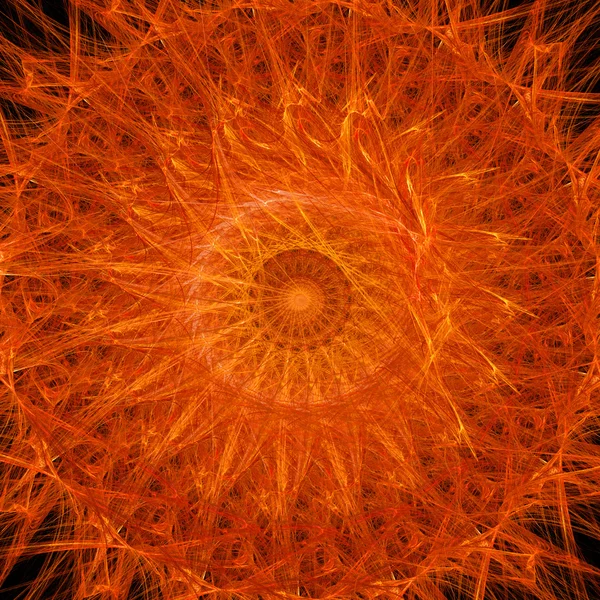 Abstract oranje fractal foto met cirkel patroon, mandala — Stockfoto