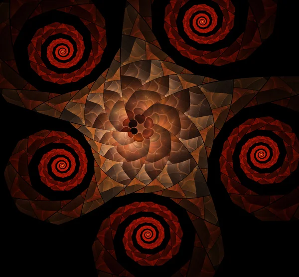Dark circle fraktal çiçek renkli soyut resimde — Stok fotoğraf