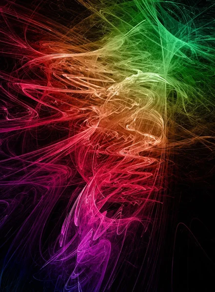 Resumo redemoinhos arco-íris cores fractais no fundo preto — Fotografia de Stock