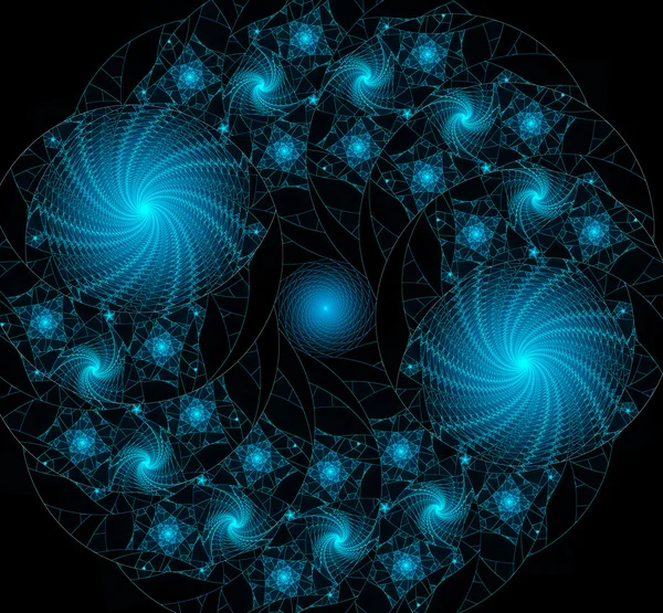 Яскраво-синій спіральний фрактальний фон ілюстрація — стокове фото