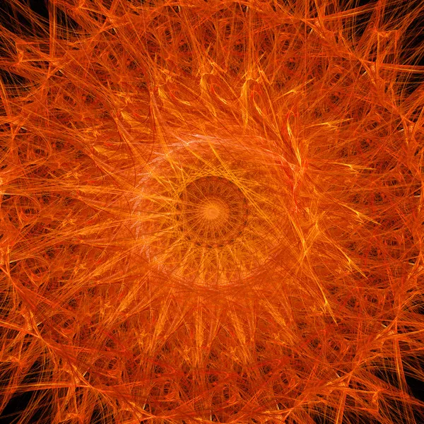 Daire desenli turuncu fraktal soyut resim mandala