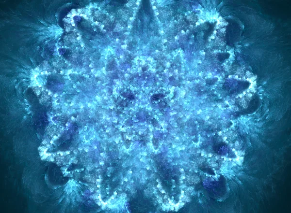 Abstract cyan dark colors snowflake fractal — Stock Photo, Image