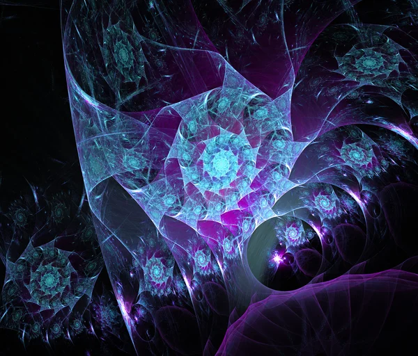 Violet fractal background illustration colorful on black backgro — Stock Photo, Image