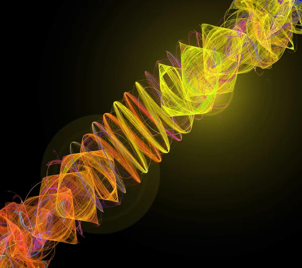 Abstrakt gula och orange fraktal spiral på svart — Stockfoto