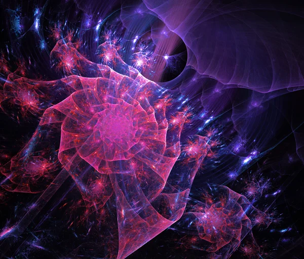 Violeta fractal fundo ilustração colorido no preto backgro — Fotografia de Stock