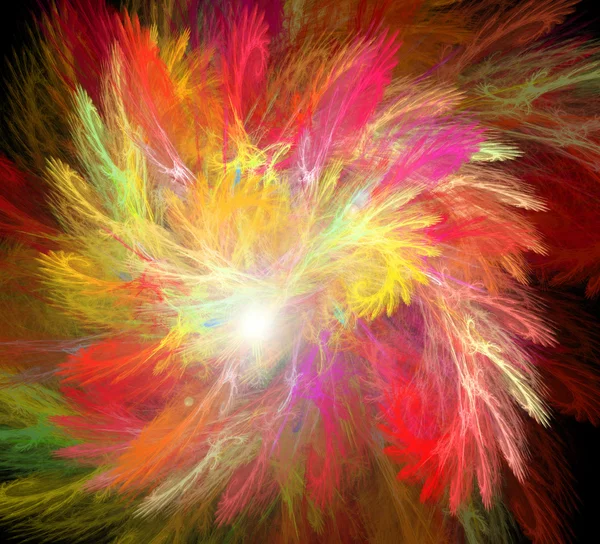 Flor fractal amarela vermelha abstrata ou espiral — Fotografia de Stock