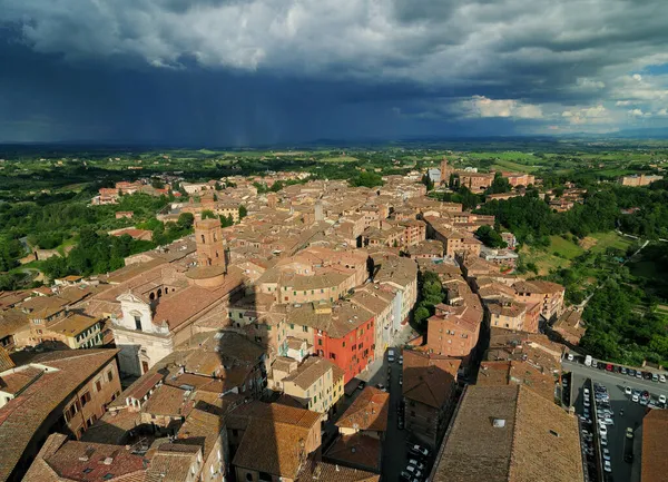 Vista Torre Del Mangia Para Cidade Velha Siena Toscana Itália — Fotografia de Stock