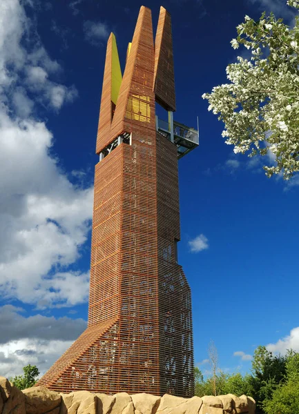 Holzfassade Des Regionalpark Turms Mit Aussichtsplattform Hessischen Weilbach Einem Schönen — Stockfoto