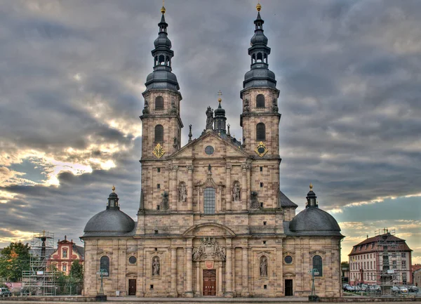 Vista Frontal Catedral Fulda Alemanha Belo Dia Outono Ensolarado Com — Fotografia de Stock