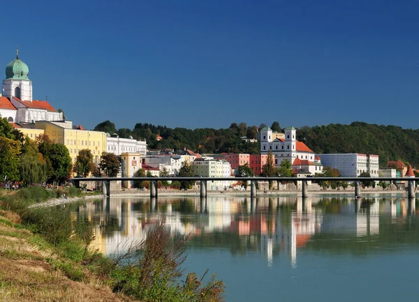 Uitzicht Inn River Side Van Oude Stad Van Passau Duitsland — Stockfoto