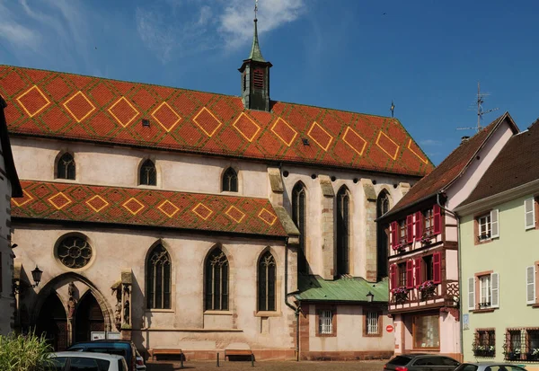 Eglise Providence Ribeauville Alsace France Beautiful Sunny Spring Day Blue — 스톡 사진