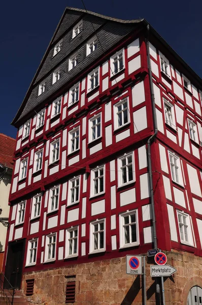 화이트 반목조 Marburg Hesse Germany Beautiful Spring Day Clear Blue — 스톡 사진