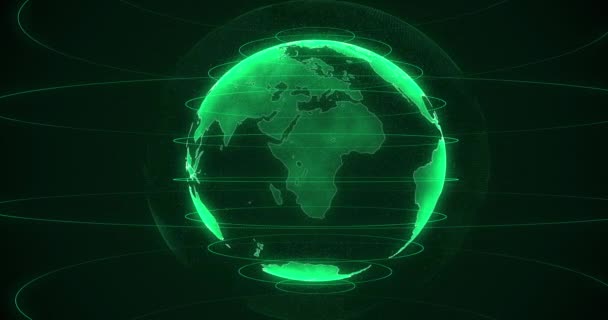 Planeet Aarde Als Een Groen Gloeiend Hologram Virtuele Digitale Planeet — Stockvideo