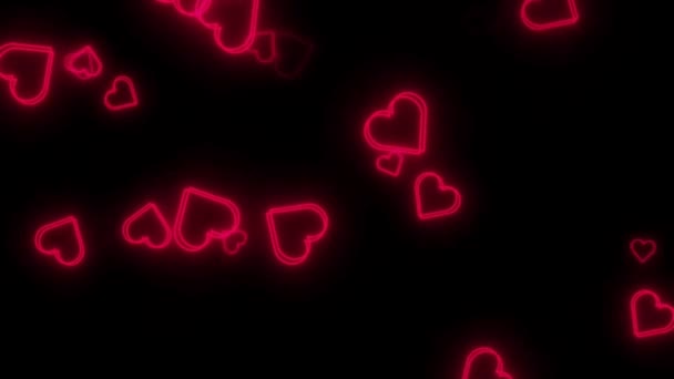 Döngü Videosu Karanlık Arka Planda Soyut Kırmızı Kalpler Konsept Sevgililer — Stok video