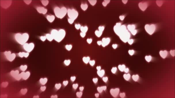 Ημέρα Του Αγίου Βαλεντίνου Ροζ Κόκκινες Καρδιές Κινουμένων Σχεδίων Χαιρετισμός — Αρχείο Βίντεο