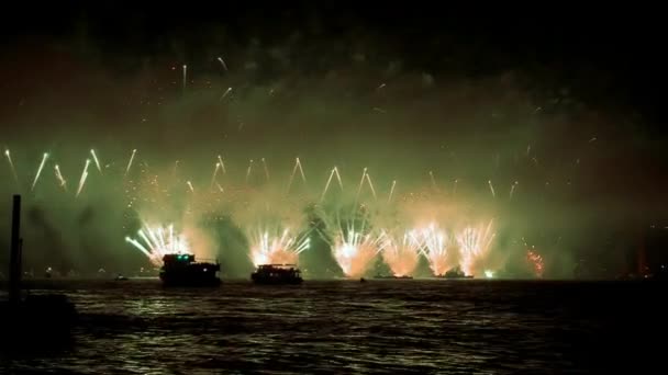 Lazo Sin Fisuras Fondo Fuegos Artificiales Reales Desenfoque Abstracto Fuegos — Vídeo de stock